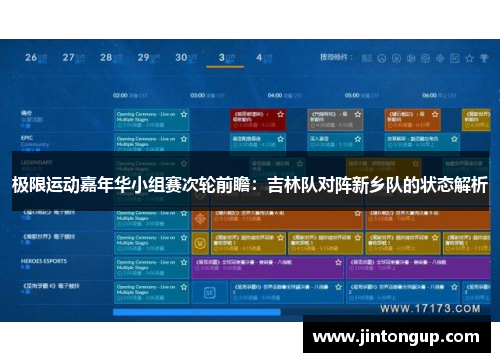 极限运动嘉年华小组赛次轮前瞻：吉林队对阵新乡队的状态解析